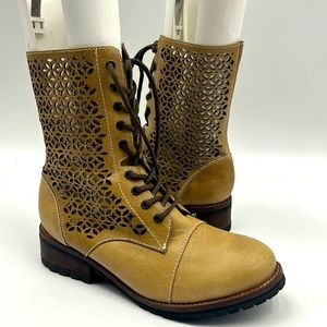 PATRON ANNA WOMEN SIZE 9 LACE UP LEATHER BOOT TAN